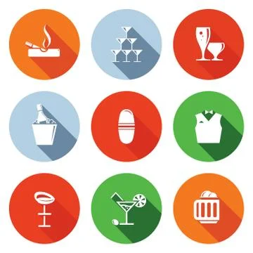 Bar flat icons set Stock Illustration