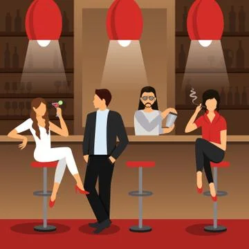 Bar Flat Illustration 库存插图