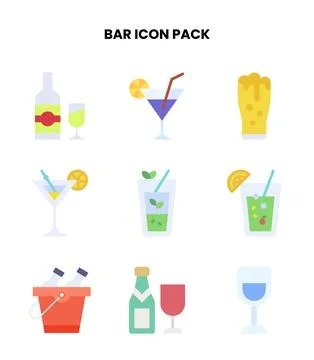 Bar Flat Scalable Icons Pack Illustrazione stock