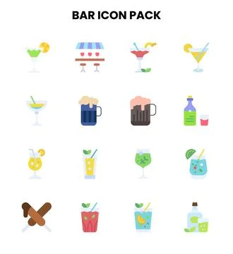 Bar Flat UI Icons Pack Illustrazione stock