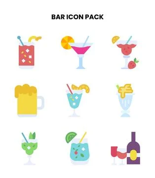 Bar Flat Vector Icons Pack Stock Illustration