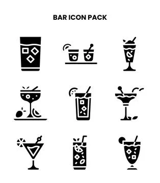 Bar Glyph Scalable Icons Pack 库存插图