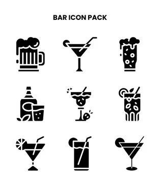 Bar Glyph Vector Icons Pack 库存插图