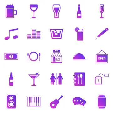 Bar gradient icons on white background Stock Illustration