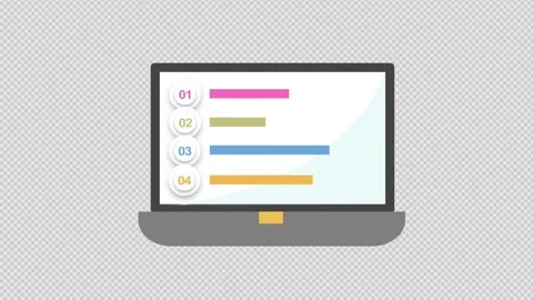 Bar Graph 1,2,3,4 on Laptop - Vector Animate. Stock Footage 280544530