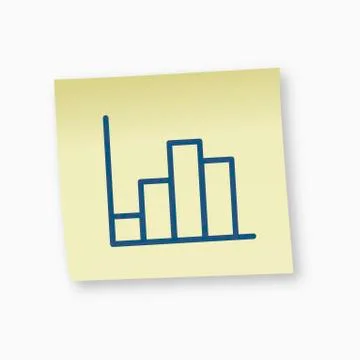 Bar graph on adhesive note, close-up 库存插图