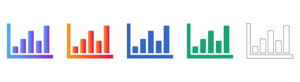 Bar Graph and Data Analysis Icons Stock Illustration