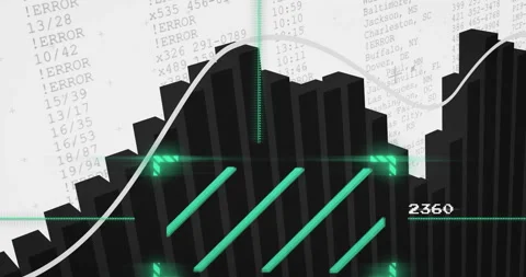 Bar graph and error messages with data processing animation Stock Footage 305526539