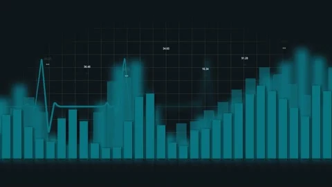 Bar graph and increasing numbers. Video stock 233131594