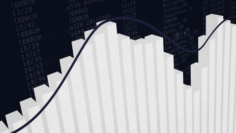 Bar graph and line chart animation over error codes and city names Stock Footage 305620514