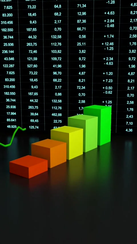 Bar graph and line moving up, spread sheet with numbers in the background. Stock Footage 319992438