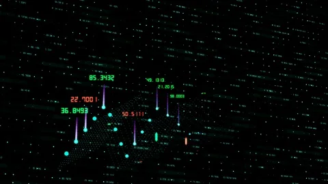 Bar graph and table of cryptocurrency stock exchange market indices. Animation Stock Footage 122504424