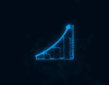 Bar graph animated icon with plexus effect. Connected lines with dots Stock Illustration