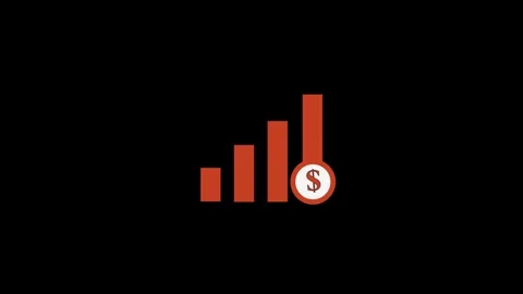Bar graph animation with dollar coin. Bar graph red financial data visualiz.. Stock Footage 337616744