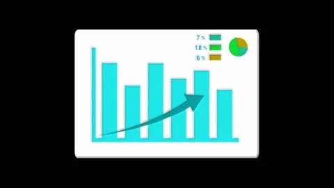 Bar graph animation with downward trend. Teal bar graph financial loss conc.. Stock-Footage 338347770