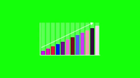 Bar graph animation infographic green screen for financial growth chart Stock Footage 296228632