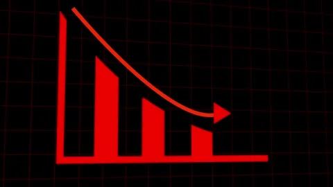 Bar graph animation with red declining bars. Bar graph financial loss on di.. Stock-Footage 337618316