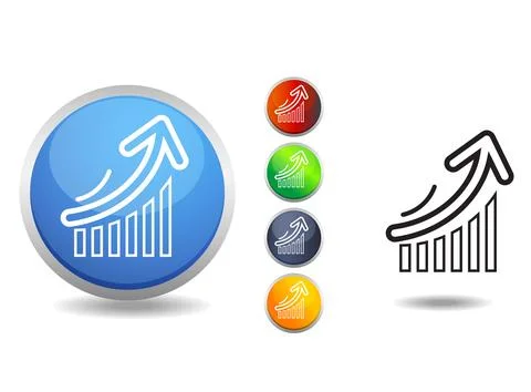 Bar Graph with Arrow Going Up - Stock Icon Stock Illustration