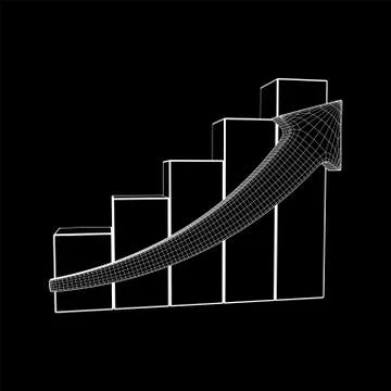 Bar graph with arrow grow, chart, business concept. Stock Illustration