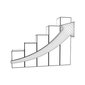 Bar graph with arrow grow, chart, business concept. Stock Illustration