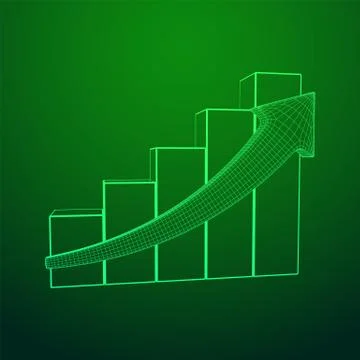 Bar graph with arrow grow, chart, business concept. Ilustración de archivo