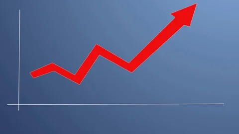 Bar graph with arrows axis. Grow, chart, statistic, business concept. Stock Footage 79859347