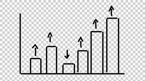 Bar Graph with arrows line drawing illustration animation with transparent  Stock Footage 43658519
