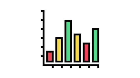 Bar graph color icon animation Stock Footage 224418545