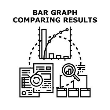 Bar graph comparing results and analyzing data trends Stock Illustration