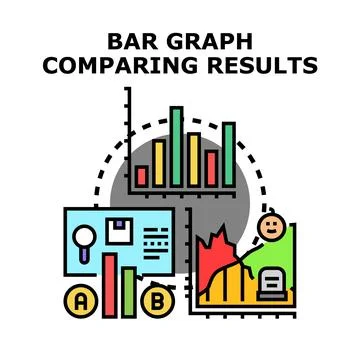 Bar graph comparing results data analysis visualization Illustrazione stock
