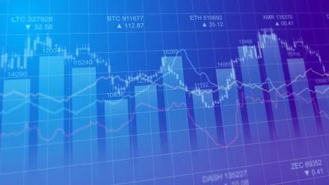 Bar graph of cryptocurrency stock exchange market indices concept. Stock Illustration