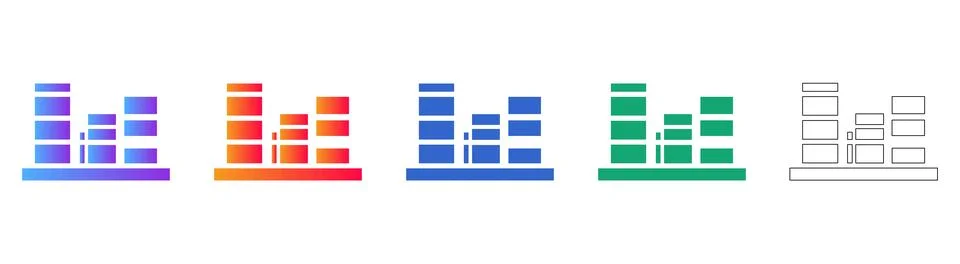 Bar Graph Data Visualization Icon Set Stock Illustration