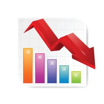 Bar graph with decline concept Stock Illustration