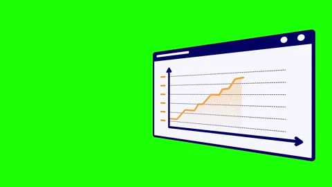 Bar graph diagram, Chart growing upwards in a green screen background Stock Footage 296320113