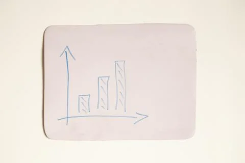 The bar graph is drawn with a marker on paper, reports and statistics, busine Foto stock