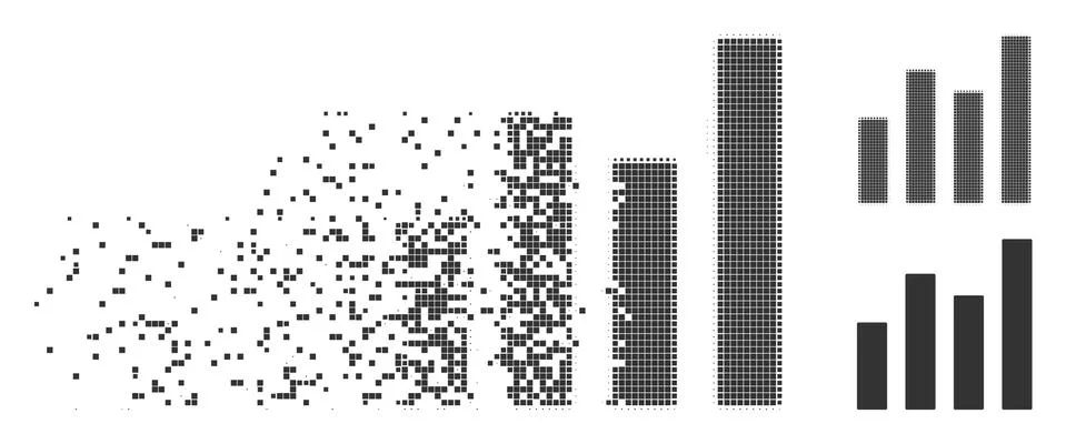 Bar Graph Dust Pixel Halftone Icon Stock Illustration