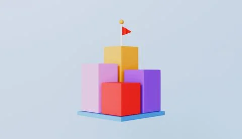 Bar graph with flag, soaring finances and stock up, data analysis icon Stock Illustration