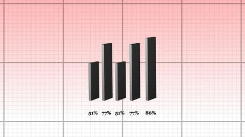 Bar graph on grid paper showing a data trend on a colorful background. Illustrazione stock