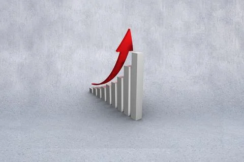 Bar graph with growth arrow 스톡 사진