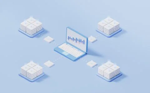 Bar graph with growth trend, 3d rendering. Illustrazione stock