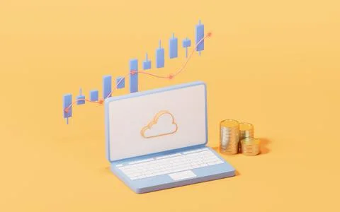 Bar graph with growth trend, 3d rendering. Stock Illustration