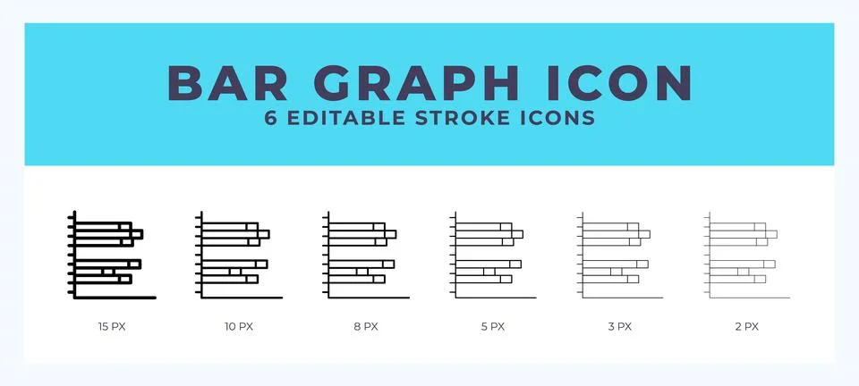 Bar graph icon illustration vector with editable stroke. Illustrazione stock
