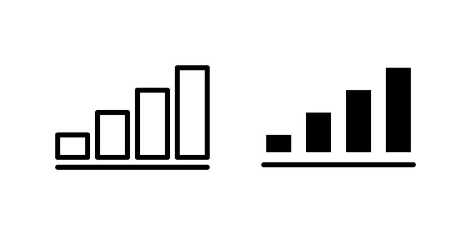 Bar graph icon set visualizing financial growth, data trends, and business .. Illustrazione stock