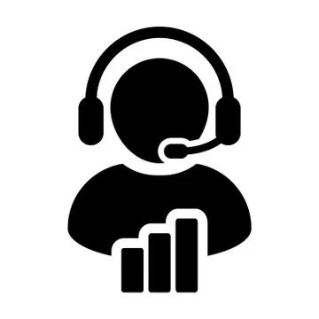 Bar graph icon vector male data support customer service person profile avata Stock Illustration