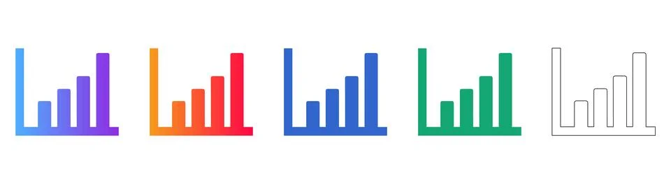 Bar Graph Icons for Data Visualization and Statistics Stock Illustration