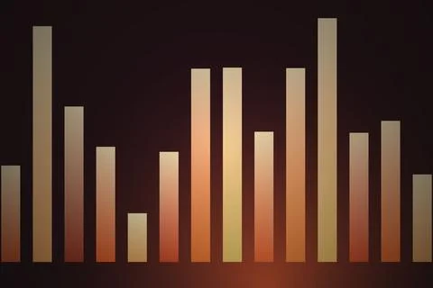 Bar graph with increasing and decreasing bars on dark background Stock Photos