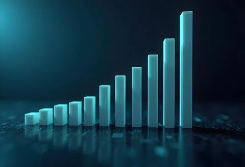 Bar Graph - Increasing - Blue Background Illustrazione stock