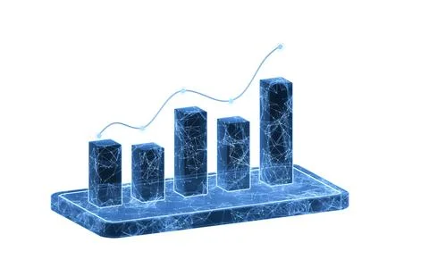 Bar graph with increasing trend, 3d rendering. Stock Illustration