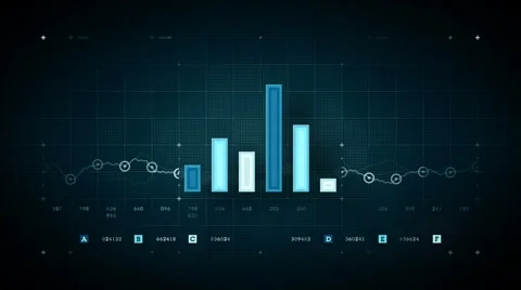 Bar Graph Loop Blue Video stock 47458377