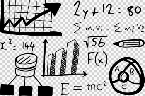 Bar graph with mathematics equations Stock Photos